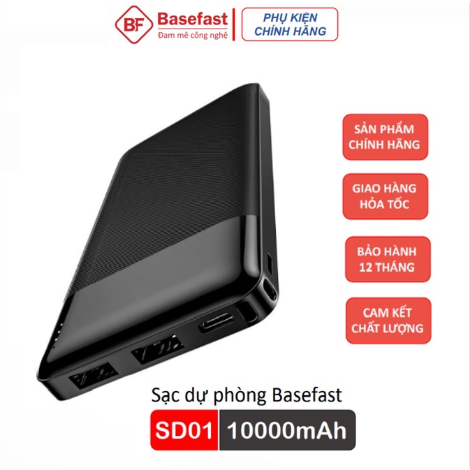 Sạc dự phòng Chính Hãng Basefast SD01 - Pin dung lượng 10000mAh , 20000mAh sạc nhanh cho Smartphone