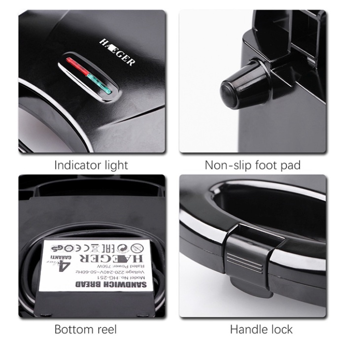 Máy nướng bánh mì, Ép bánh mỳ Sandwich Haeger hình mặt cười ngộ nghĩnh