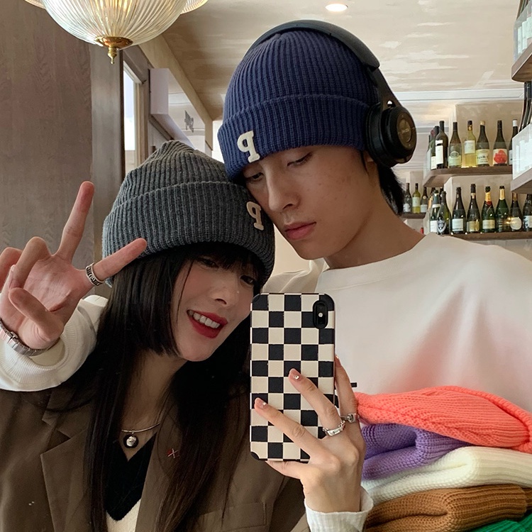 Mũ Len Giữ Ấm In Chữ P Thời Trang Thu Đông Cho Nữ