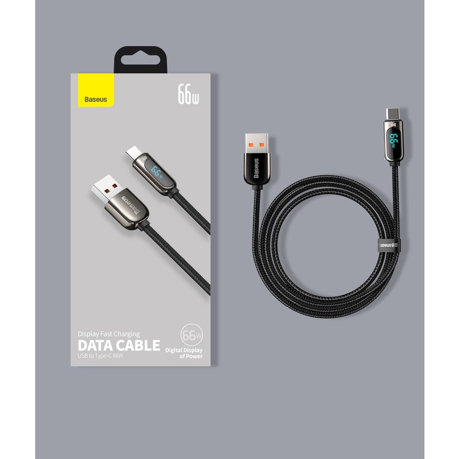 Cáp sạc 66w Baseus USB-TypeC màn hình hiển thị led dành cho điện thoại, laptop