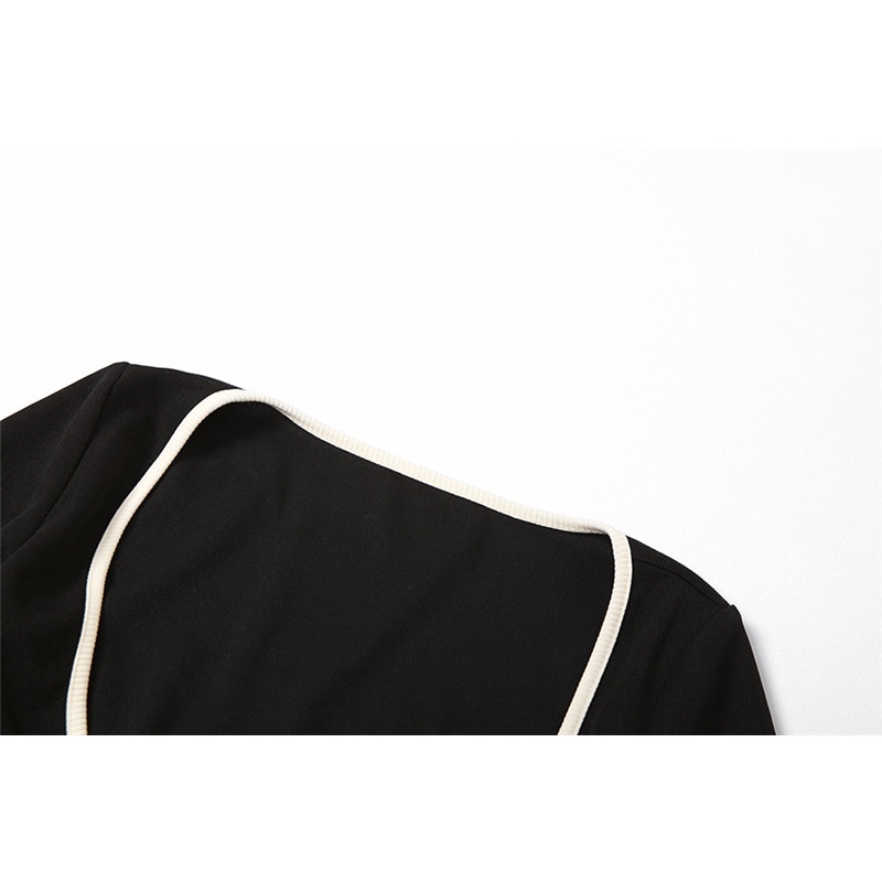 Set Đầm Trễ Vai Xếp Ly Và Áo Khoác Tay Dài Có Khóa Cài Thời Trang Dành Cho Nữ