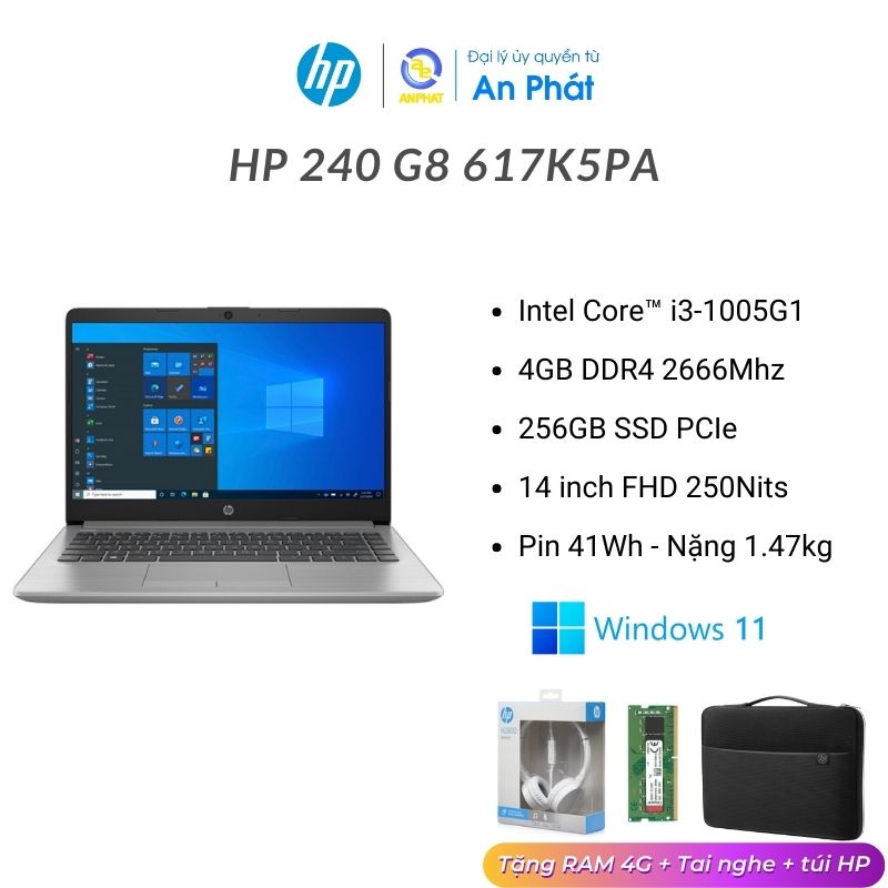 Laptop HP HP 240 G8 617K5PA (i3 1035U) - chính hãng dùng tốt cho văn phòng