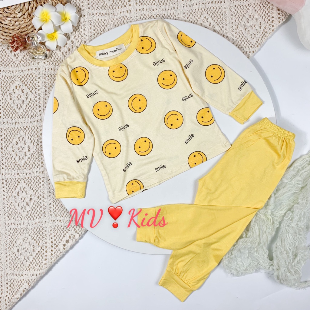 Bộ MINKY MOM Bé Trai Bé Gái 8-27kg Đồ Bộ Dài Tay Thu Đông Vải Thun Lạnh Thoáng Mát Hình Động Vật Cho Bé 0-5 Tuổi MÃ 8