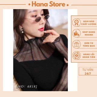 Áo giữ nhiệt len nữ cổ lọ phối ren tay và cổ siêu đẹp 6818 Hàng cao cấp Quảng Châu_LAYANA STORE