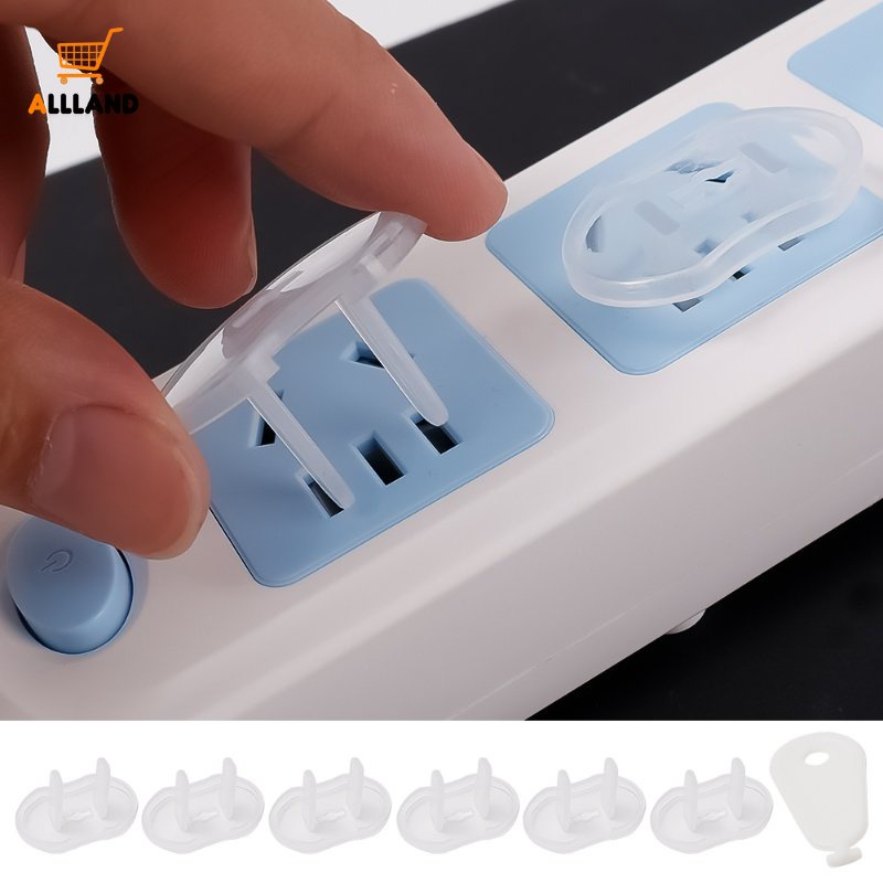 Set 6 Nắp Đậy Ổ Cắm Điện 2 Lỗ Chống Sốc Bảo Vệ An Toàn Cho Bé Ốp