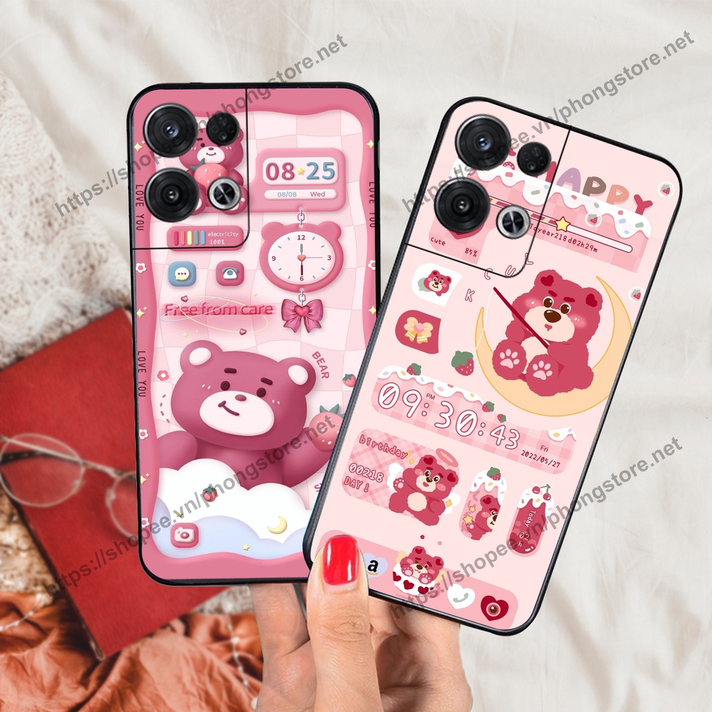 Ốp lưng Oppo Reno 8 4G / Reno 8 5G / Reno 8Z 5G gấu trắng hoạt hình 3d cute, giá rẻ