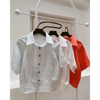 Xanhlinen - áo somi linen tay ngắn