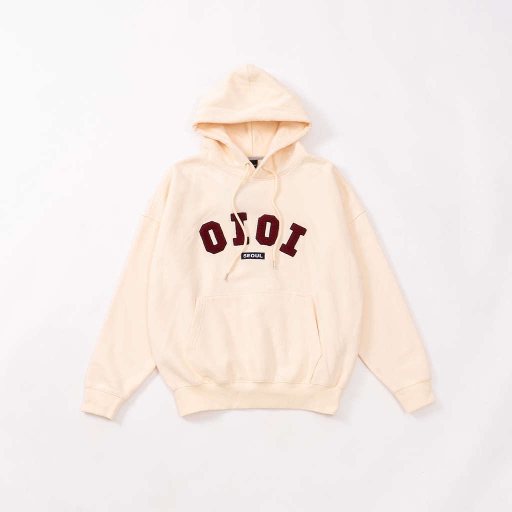 HOODIE PHONG CÁCH HÀN QUỐC LOGO THÊU BÔNG XÙ