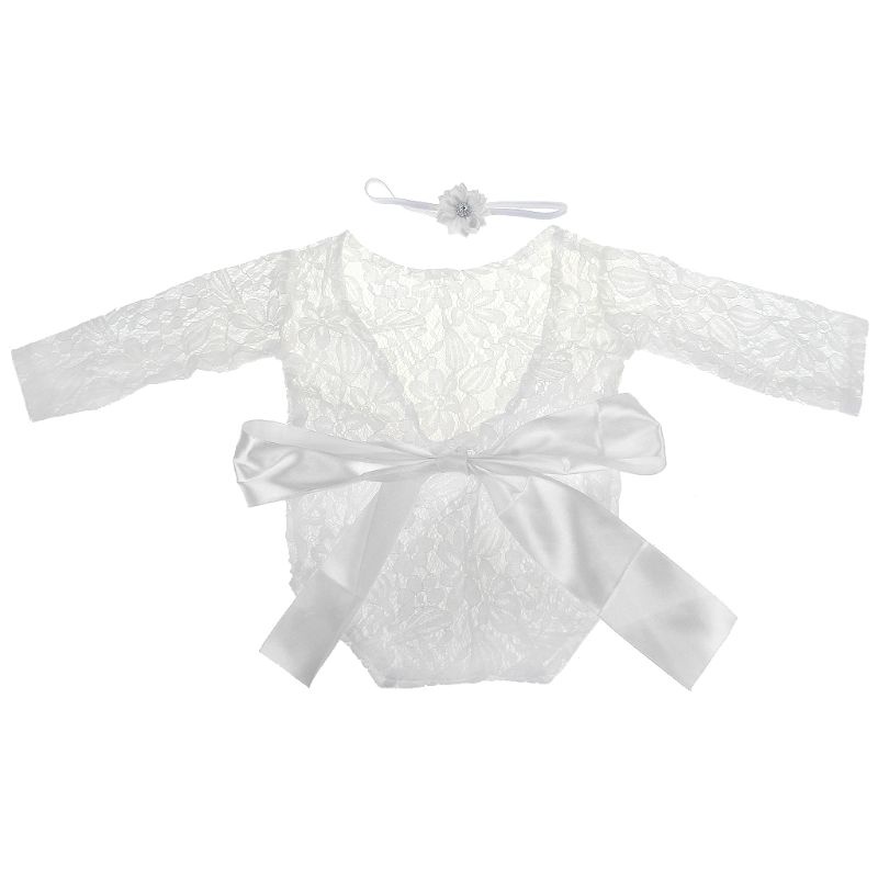 Áo Liền Quần Vải Ren Hai Công Dụng Làm Phụ Kiện Chụp Ảnh Cho Bé Gái Sơ Sinh Lưng