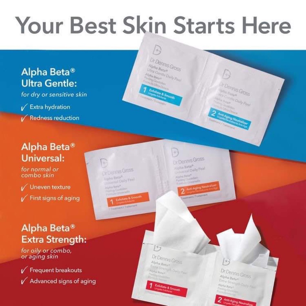 Sample 2 gói - Tẩy da chết Dr Dennis Gross Alpha Beta® Daily Peel 2 bước