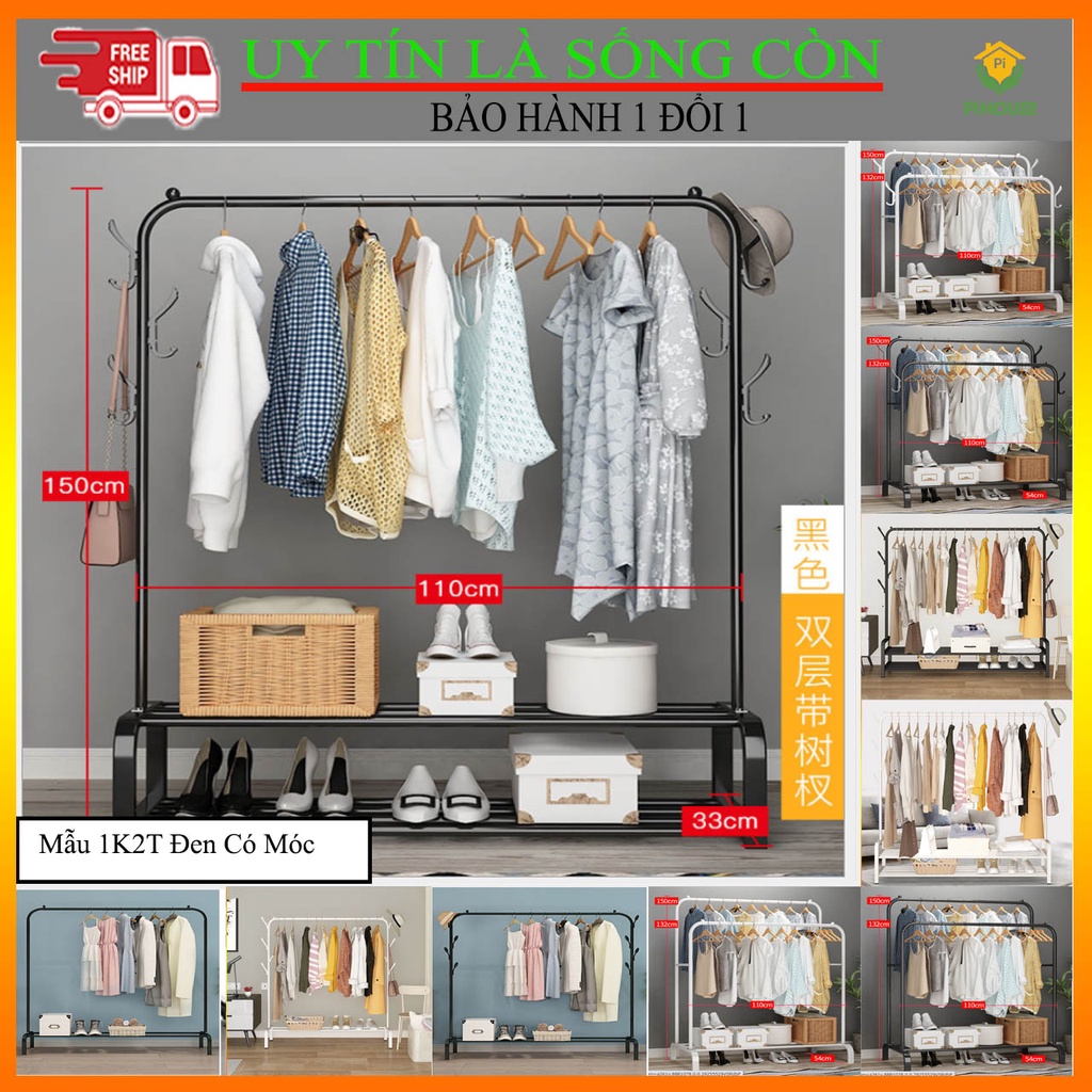 [MẪU MỚI] Giá Treo Quần Áo Thông Minh Đa Năng Bằng Thép Không Gỉ Chịu Lực Tốt Có Móc Treo Mũ