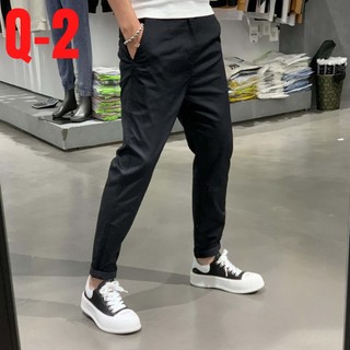 Quần dài nam vải kaki phom chuẩn ống suông cạp chun full size -tsstore95