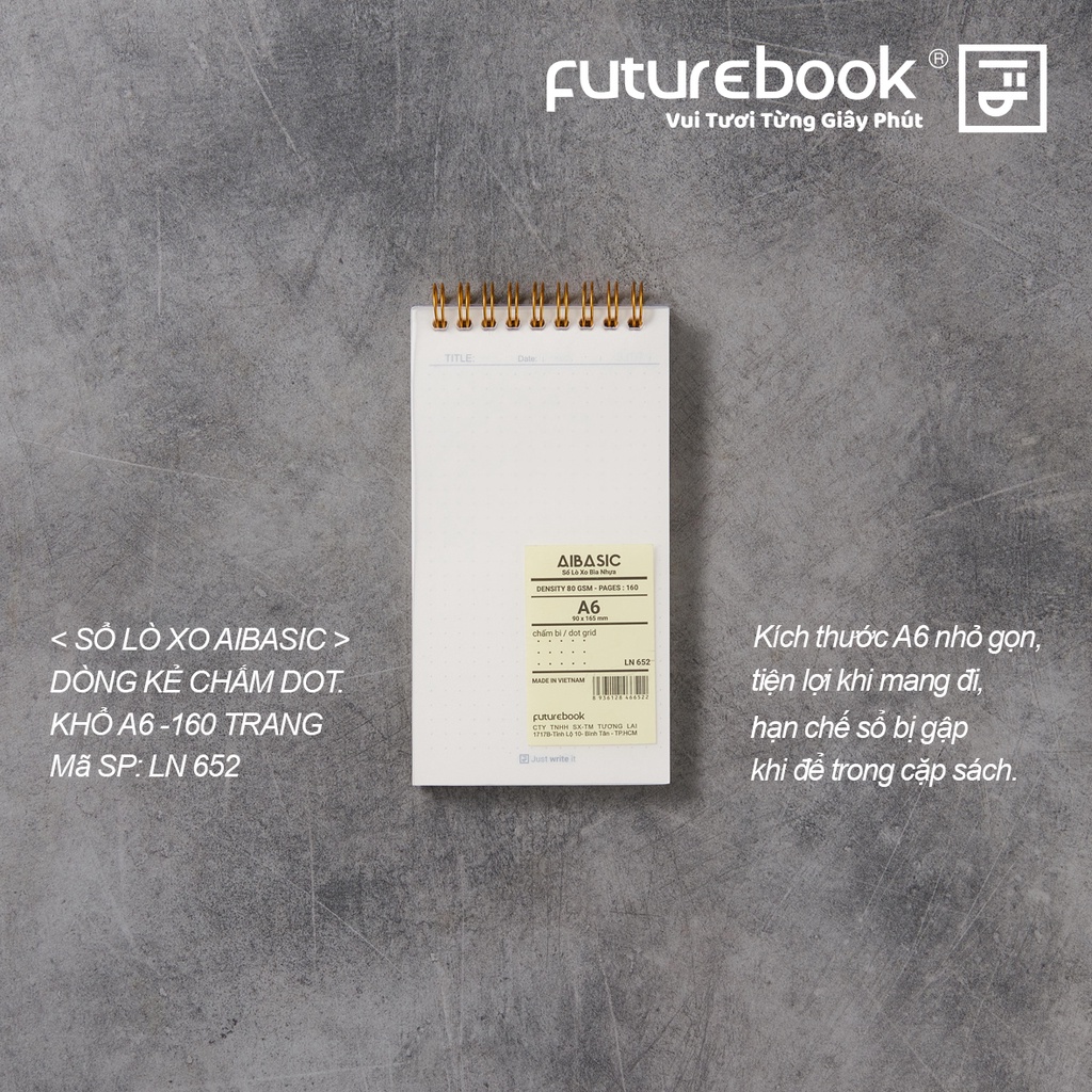Sổ Lò Xo Bìa Nhựa Aibasic- Mini Size - Phong cách Nhật Bản. Văn phòng phẩm FUTUREBOOK.