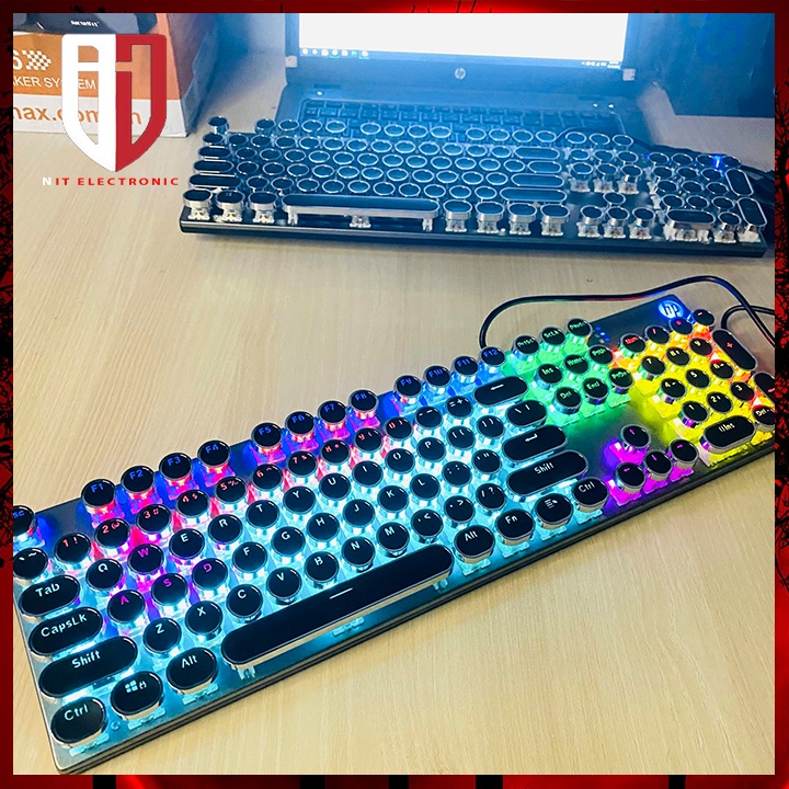 Bàn Phím Cơ Gaming Keycap Xuyên Led HP GK400Y Nút Tròn Bàn Phím Máy Tính Laptop Có Dây Keyboard Chơi Game