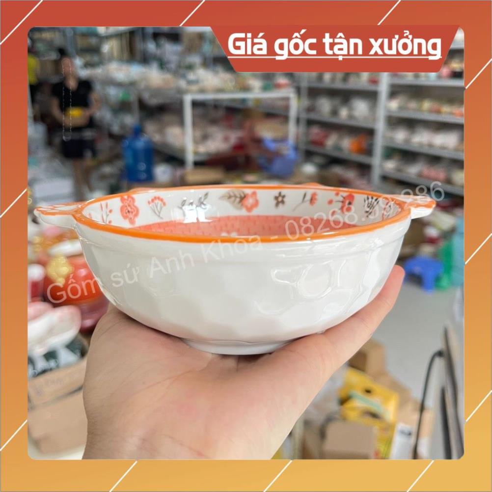 Siêu Sale -  Bộ Chén Dĩa Sứ Bát Ăn Cơm Đĩa Sứ Decor cao cấp Bộ bát đĩa màu cam 17 món cute.