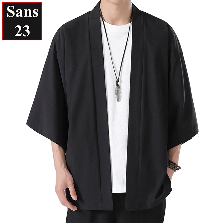 Áo cardigan nam form rộng Sans23 kimono nhật bản mỏng trơn basic hàn quốc bigsize 3xl 4xl 5xl big size 80kg 90kg 100kg