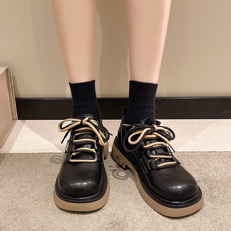 Giày Da Đế Dày Buộc Dây Phong Cách Anh Quốc Cổ Điển