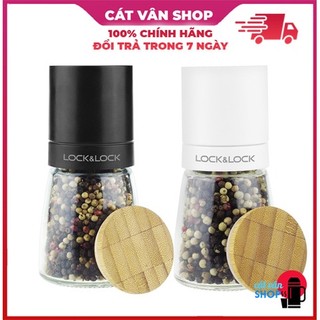 [Có Video] Cối xay tiêu thủy tinh Lock&Lock dung tích 140ml lưỡi sứ nắp gỗ sồi tiện dụng CKO115
