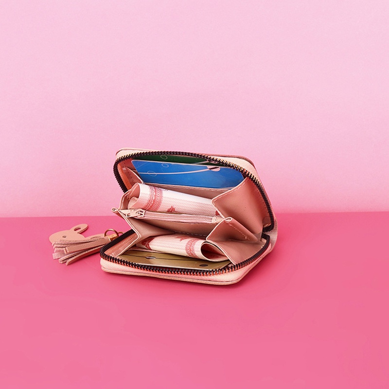 Ví Ngắn Có Khóa Kéo Phối Màu Sắc Tương Phản Phong Cách Hàn Quốc Thời Trang Cho Nữ