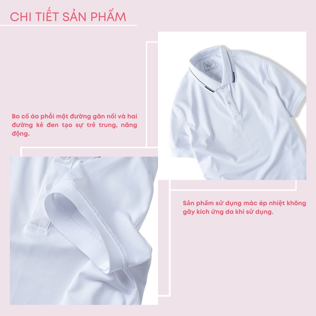 Áo polo nữ trắng phối viền ADINO vải polyester cotton không bai xù dáng công sở slimfit hơi ôm trẻ trung APN05