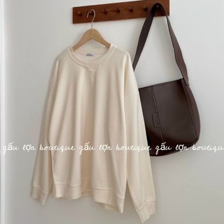 áo sweater trơn basic chất nỉ tổ ong phong cách hàn quốc