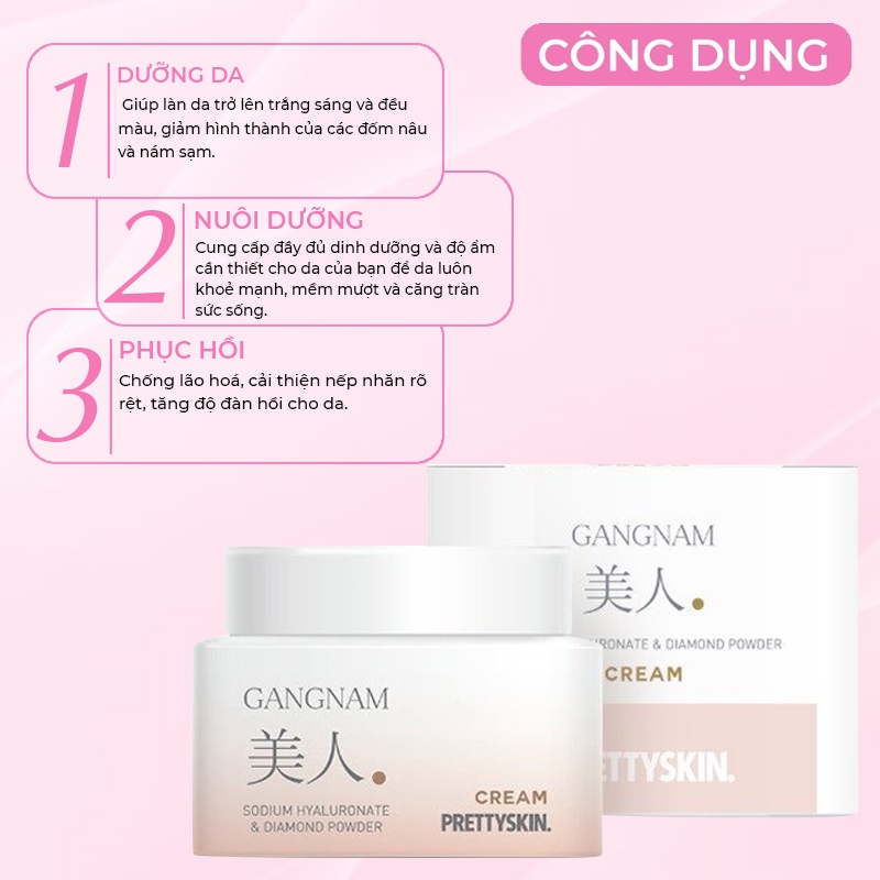 Kem Dưỡng Trắng Da Mờ Thâm Nám Pretty Skin Hàn Quốc Gangnam Miin Cream 50ml Giúp Chống Lão Hóa & Giảm Nếp Nhăn