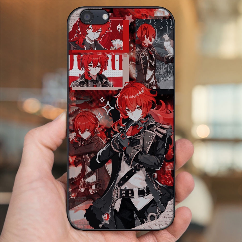 Ốp lưng Oppo A71 viền đen in hình Diluc Genshin Impact