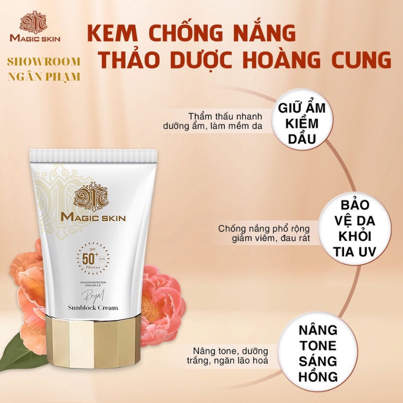 KEM CHỐNG NẮNG THẢO DƯỢC MagicSkin SPF50 PA++++ (Royal Sunblock Cream)