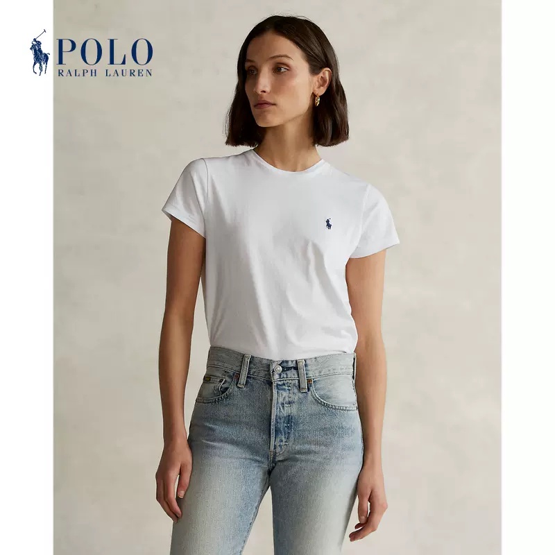 Áo Thun Cotton Cổ Tròn Nữ Ralph Lauren RL22485