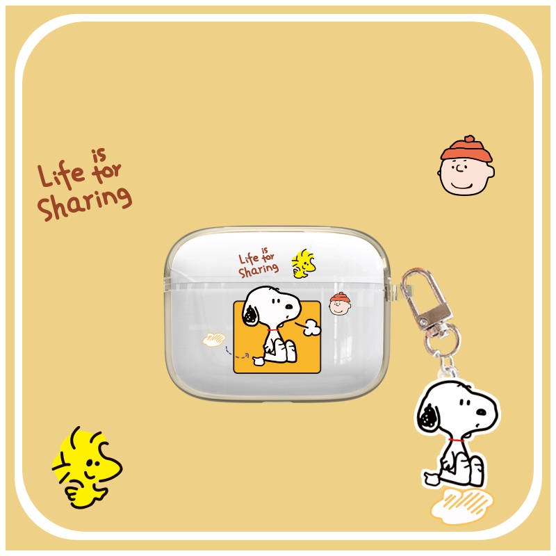 Vỏ Bảo Vệ Hộp Sạc Tai Nghe Airpods E9 TWS Bằng TPU Mềm Trong Suốt + Mặt Dây Chuyền Đơn Giản Chống Sốc Hiệu Baseus Bowie