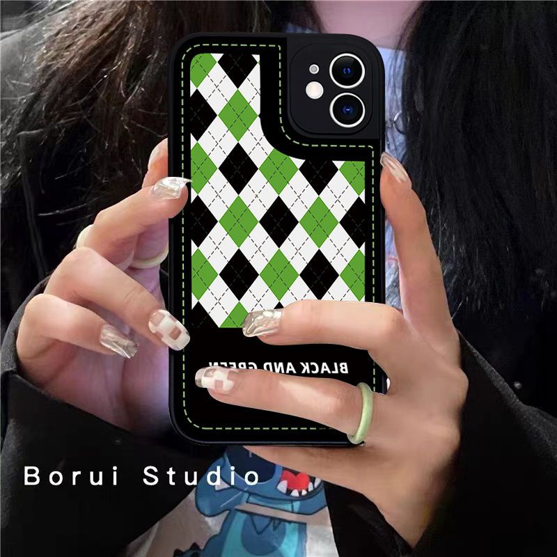 Ốp Điện Thoại Mềm Chống Sốc Toàn Diện Vân Kim Cương Cho iPhone 12 11 xs 14Plus 67 xr 13Promax 8piPhone14