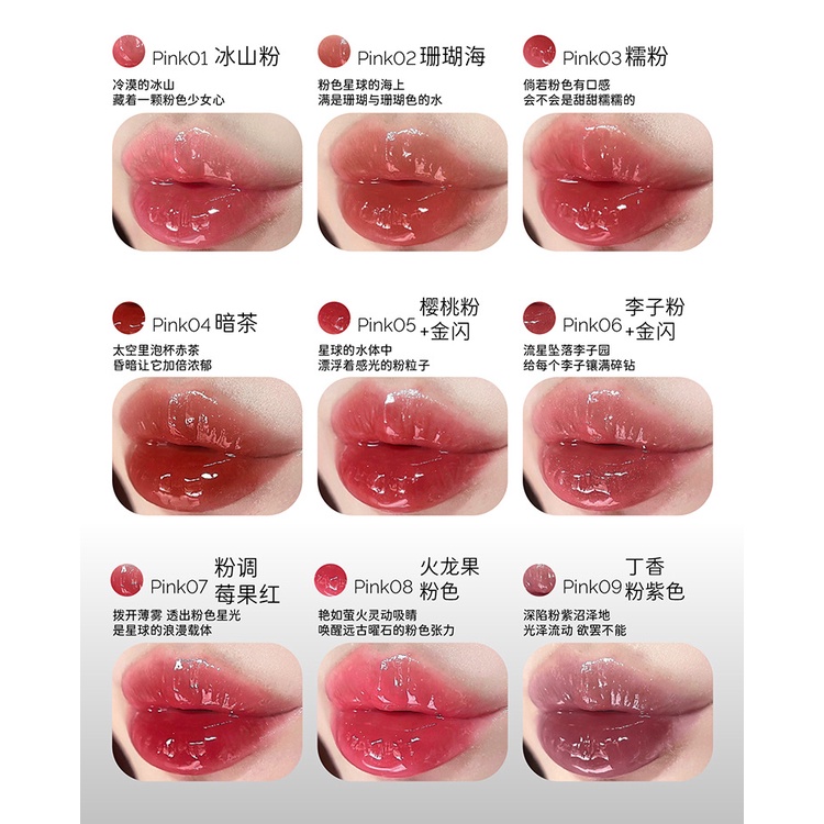 Son Bóng Dưỡng Ẩm Ống Màu Hồng Họa Tiết Hành Tinh Tinh Tế HYNTOOR