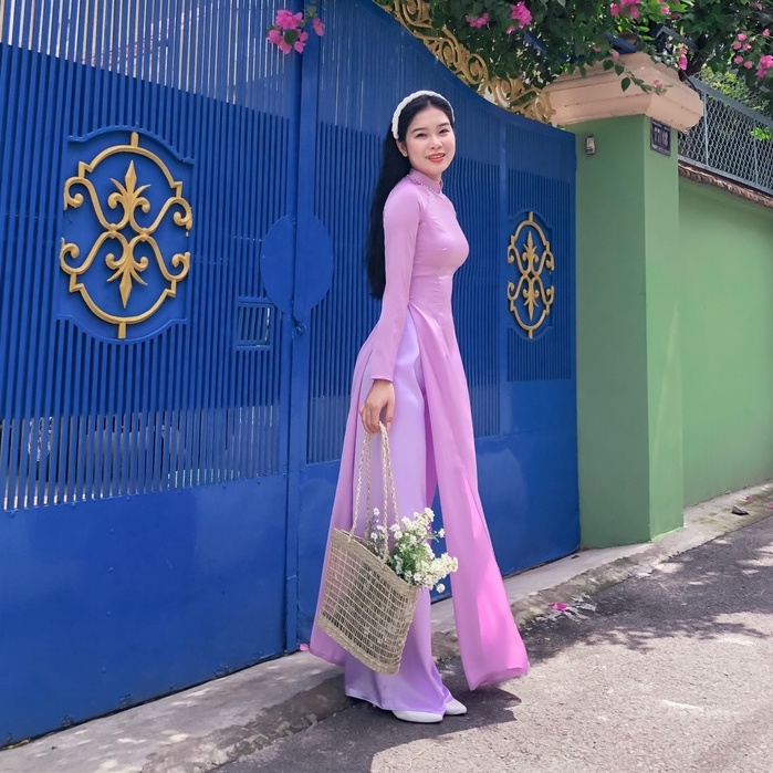 Áo Dài Truyền Thống , Áo Dài Nhã Tím Nhạt