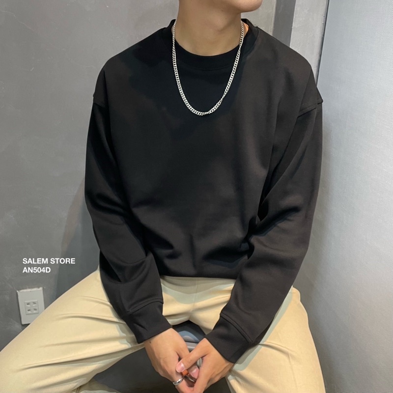 Áo Sweater Trơn Basic Chất Nỉ Form Hàn Quốc