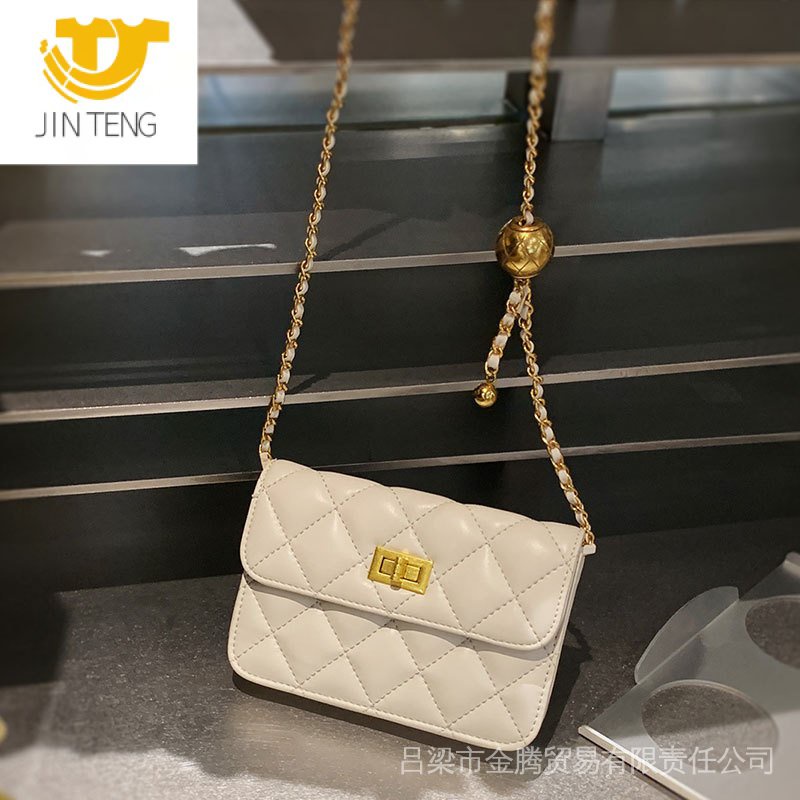 Jin TENG Niche Túi Xách Đeo Chéo Hình Vuông Nhỏ Đính Hạt Kim Cương Có Dây Xích Sắt Cao Cấp Dễ Phối Đồ Đựng Điện Thoại Di