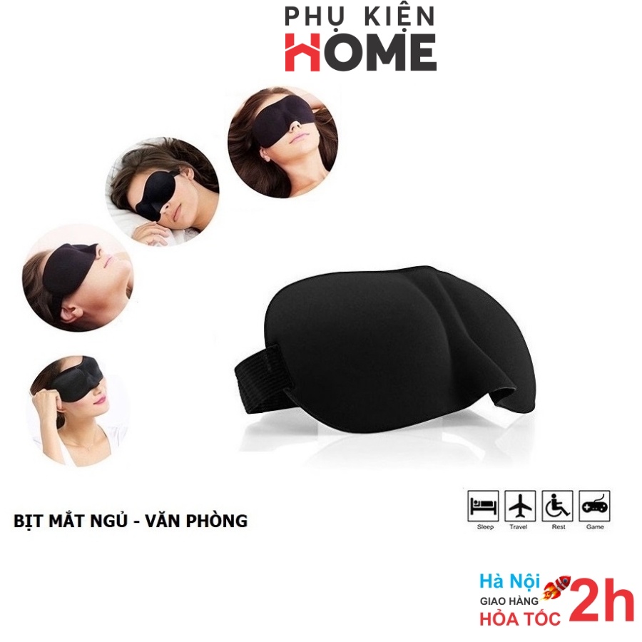 Bịt mắt màu đen 3D - Mặt nạ ngủ Nam nữ Thoáng khí và mềm mại, Miếng che mắt ngủ văn phòng, Phụ kiện home 5130