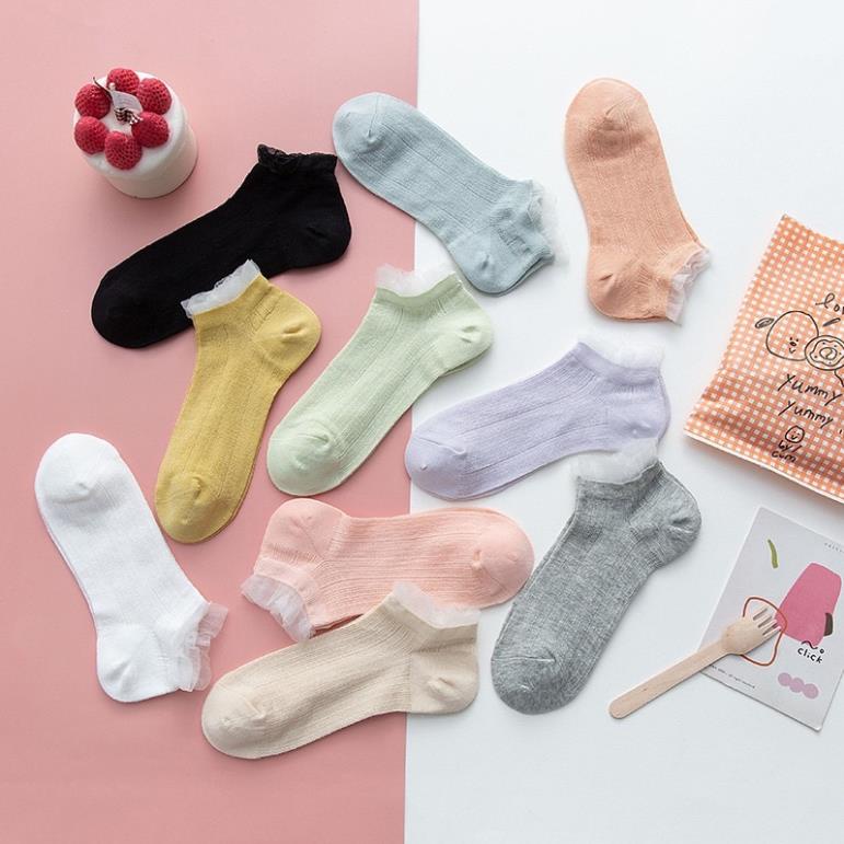 Tất bèo ren cổ ngắn nữ Softie, vớ nữ chất vải ren co giãn bốn chiều thoáng khí tt3