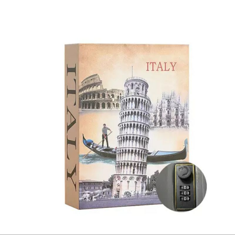 Size Nhỏ 18 x 12 x 5 cm Két Sắt Mini Hình Quyển Sách Loại Khóa Số Mật Mã