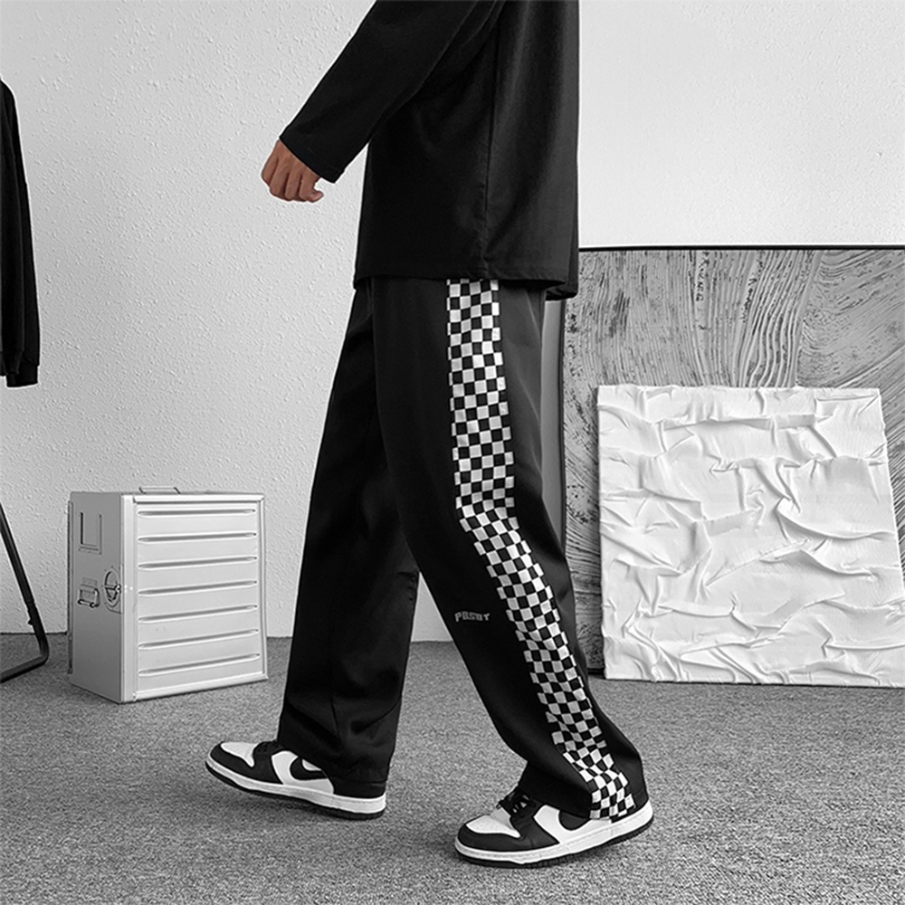 Quần culottes nam SOZO dáng suông rộng thể thao viền sọc caro - JOGGER NAM 002C