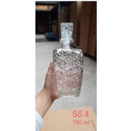 Chai, Bình Đựng Ruou Thủy Tinh Đẹp Cao Cấp 750ml