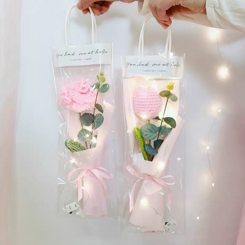Túi bóng kính đựng hoa trang trí làm quà tặng đựng hoa len