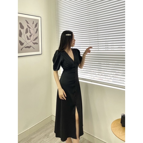 Đầm lụa (có bigsize) nút bọc xẻ trước H99