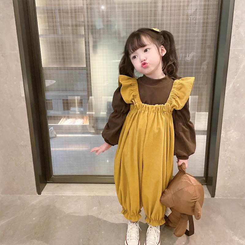 Bộ Áo Khoác + Yếm Thời Trang Mùa Thu Hàn Quốc Dành Cho Bé Gái