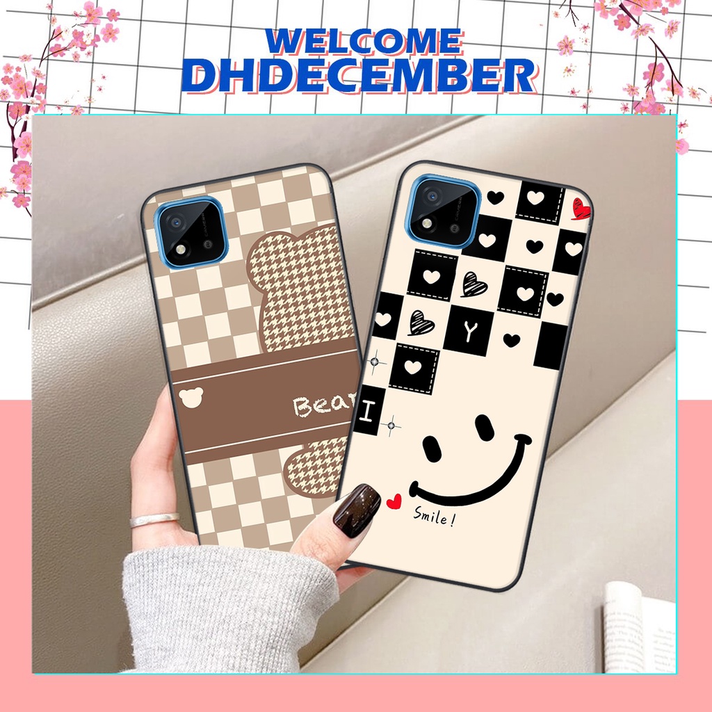 Ốp lưng Realme C11( bản đời cũ) in hình tim, kẻ vuông mẫu mới CỰC XINH
