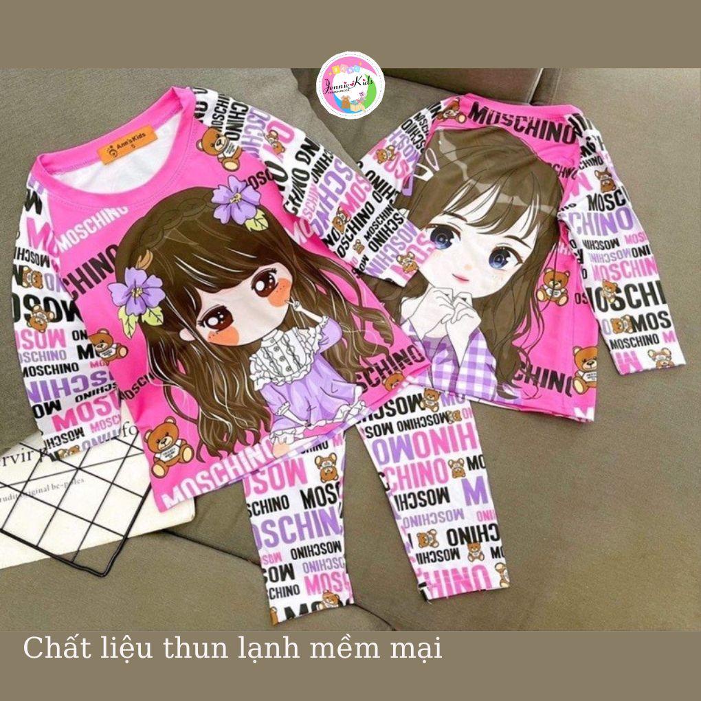 Đồ bộ thu đông bé gái bộ bé gái dài tay vải thun lạnh Jennie kids J401