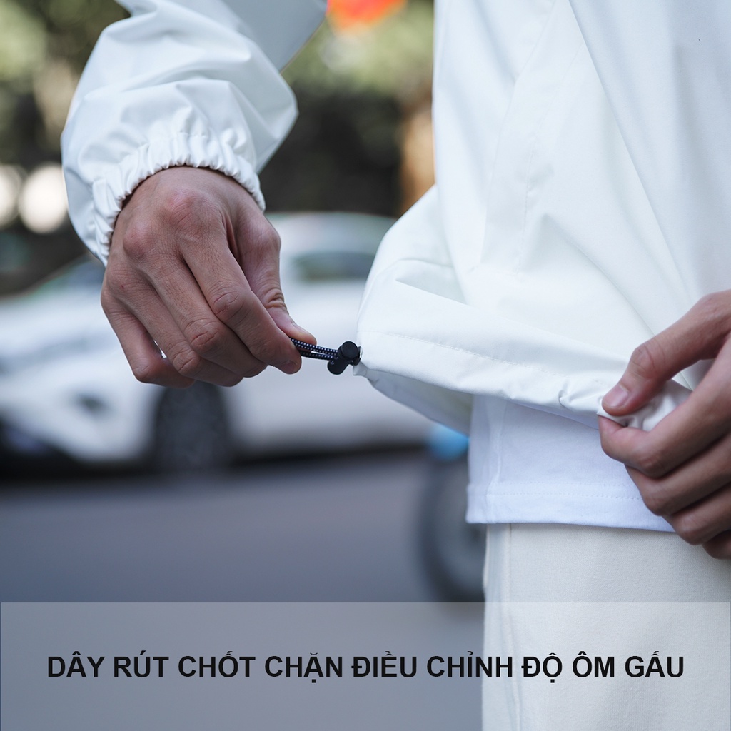 Áo khoác gió 2 lớp nam nữ chống nước 4Street by Umebay, jacket vải dù mũ có khóa tháo rời 4ST-JK01