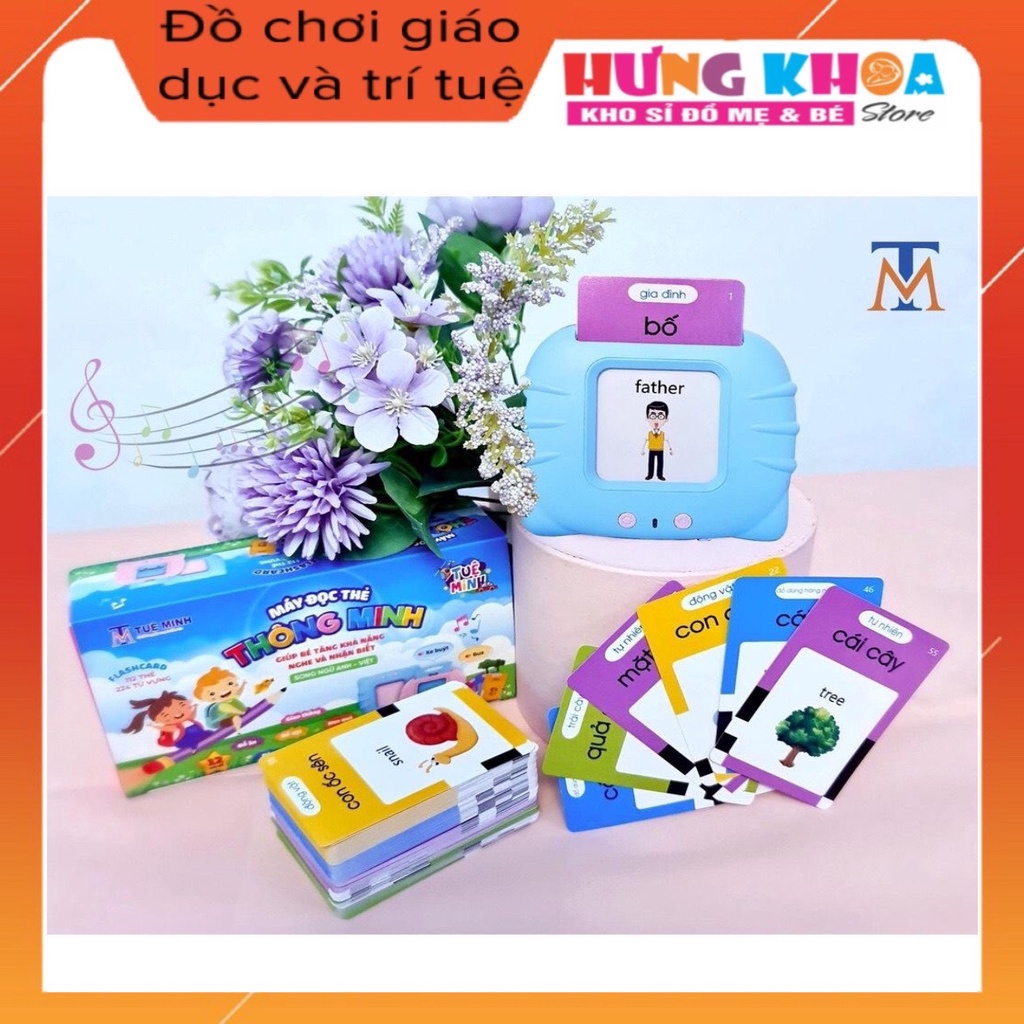 Máy đọc thẻ tiếng anh,Máy học tiếng anh flashcard 112 thẻ 224 từ khoá và 12 chủ đề song ngữ Anh Việt, thẻ học thông minh