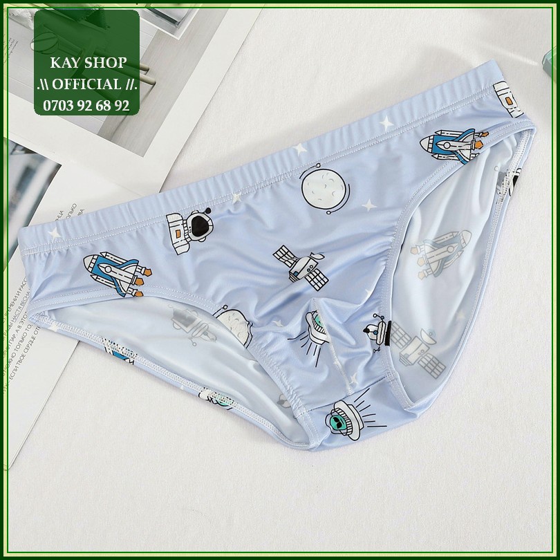 Quần lót nam tam giác thun lạnh họa tiết hoạt hình trẻ trung - Quần sịp nam ôm mông căng tròn đẹp mặc mát mẻ