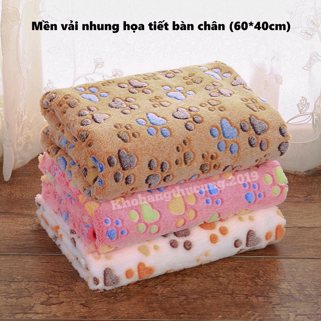 Thảm lót vải nhung cho thú cưng 60x40cm - Phụ kiện lót chuồng cho chó mèo