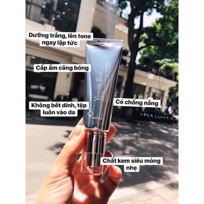 Combo 2 tuýp kem dưỡng trắng da,chống nắng 9W VB-kem nâng tone 9 Wishes Vanishing Balm up tone Premium SPF21 - full box